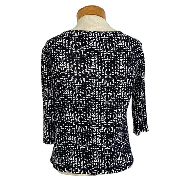 Anne Klein Sport 3/4 Sleeve Split Neck, Print Top Small - Picture 4 of 4